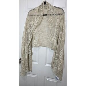 Marilu Women's Scarf Beach Cover Crochet Ivory Lace Shrug Made In Italy